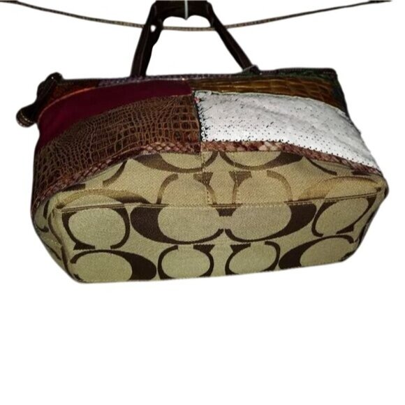 Coach 2010 Patchwork Tote canvas, snakeskin leather, sequins & metallic accents - Picture 5 of 7